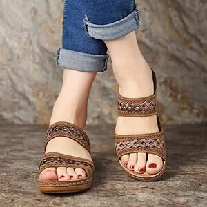 Brown Sandals Womens Size 8 Fashion Casual Wedges Shoes Outdoor Slippers